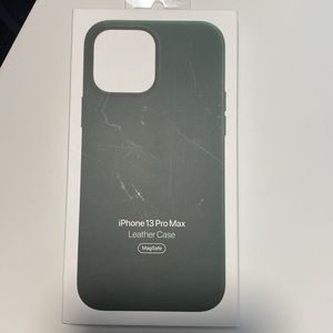 iPhone 13 Apple Sequoia Green Pro Max Leather Case in box